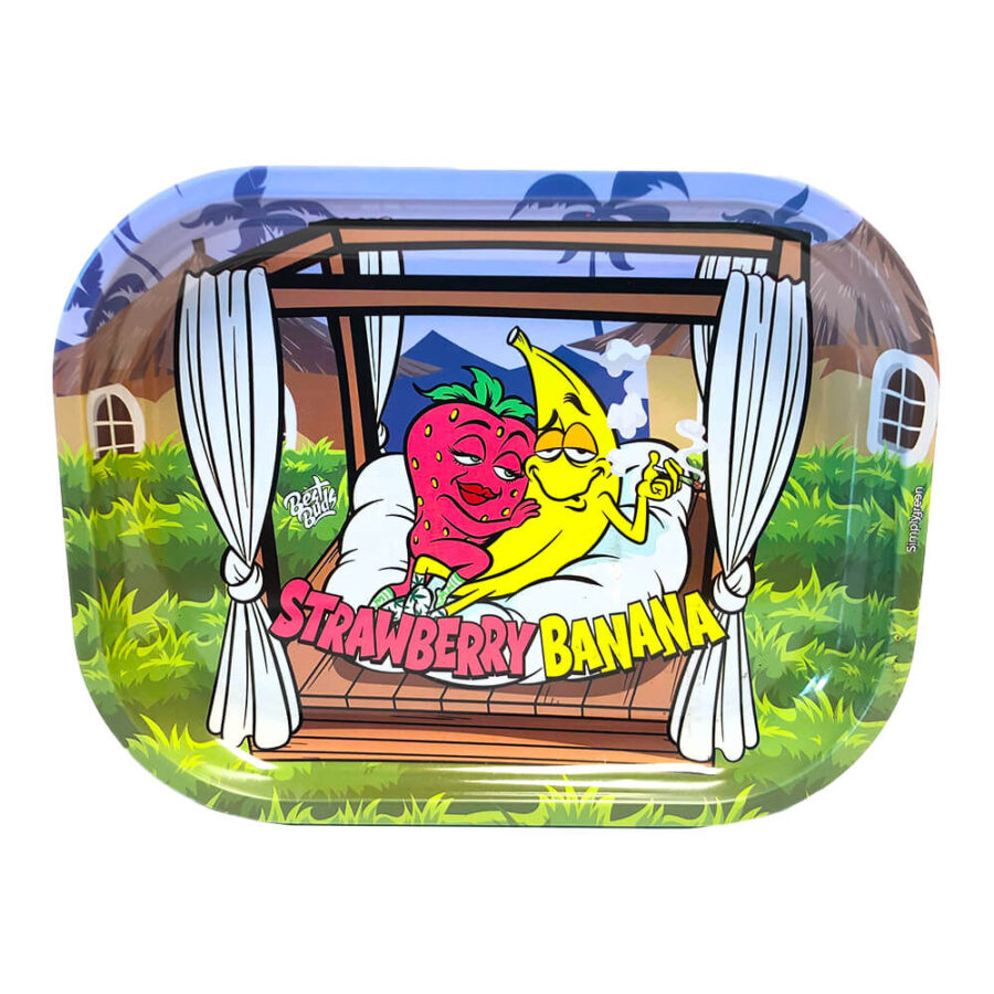 wholesale-best-buds-tray-box-strawberry-banana-2-900x900 Tin Box Rolling Tray with Storage Strawberry Banana - Best Buds - Image 2