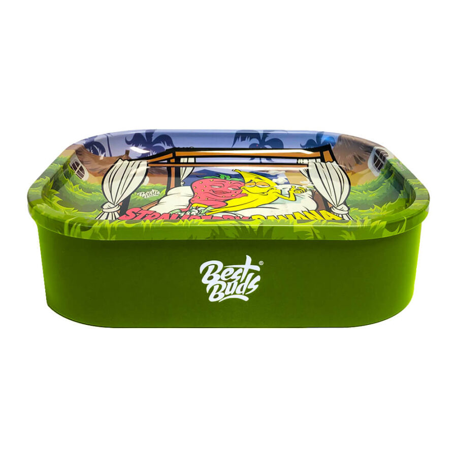 wholesale-best-buds-tray-box-strawberry-banana-3-900x900 Tin Box Rolling Tray with Storage Strawberry Banana - Best Buds - Image 3