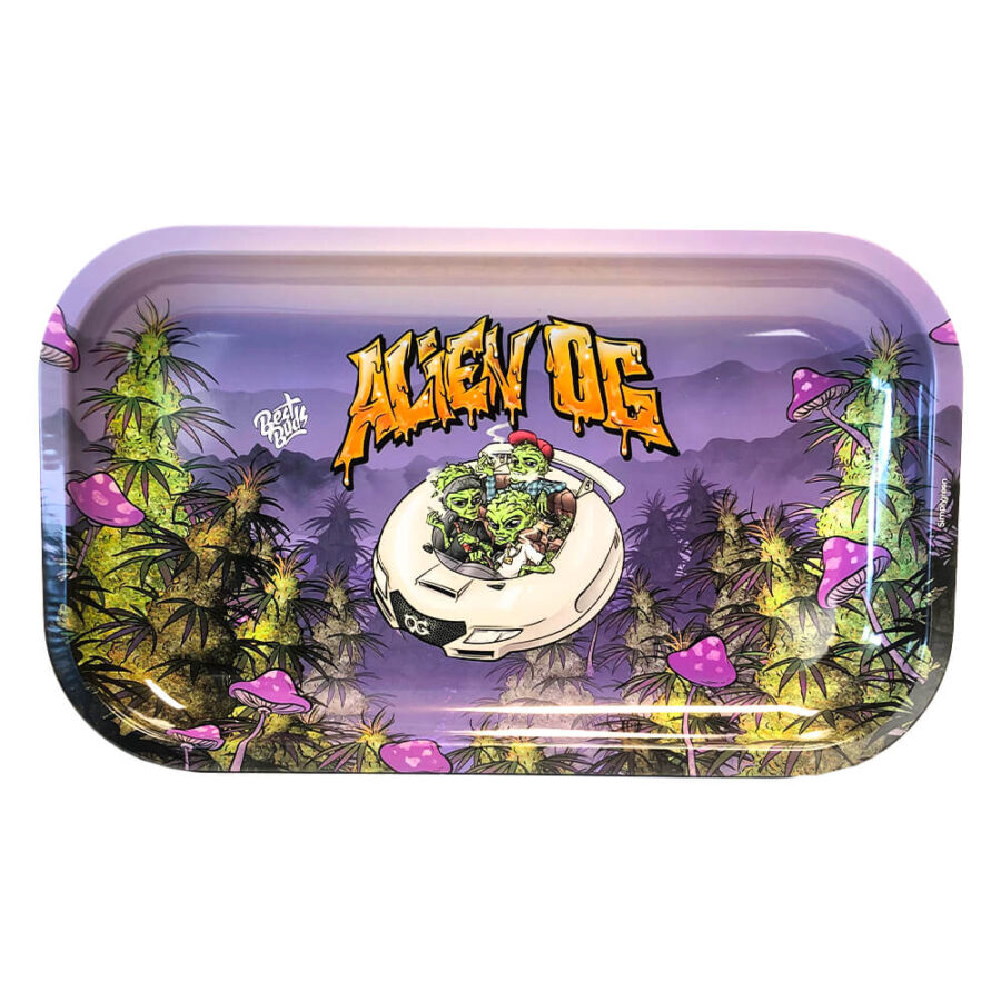 wholesale-best-buds-trays-alien-og-900x900 Alien OG Metal Rolling Tray Long - Best Buds - Image 1