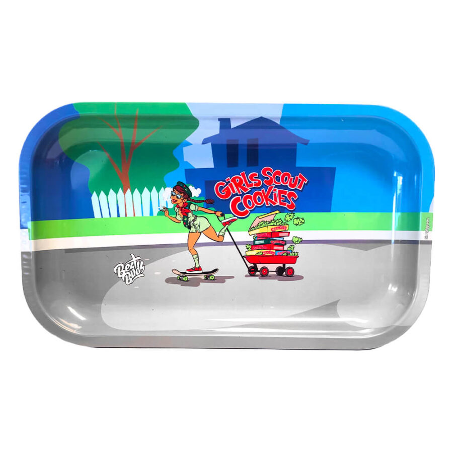 wholesale-best-buds-trays-girl-scout-cookies-900x900 Girl Scout Cookies Metal Rolling Tray Long - Best Buds - Image 1