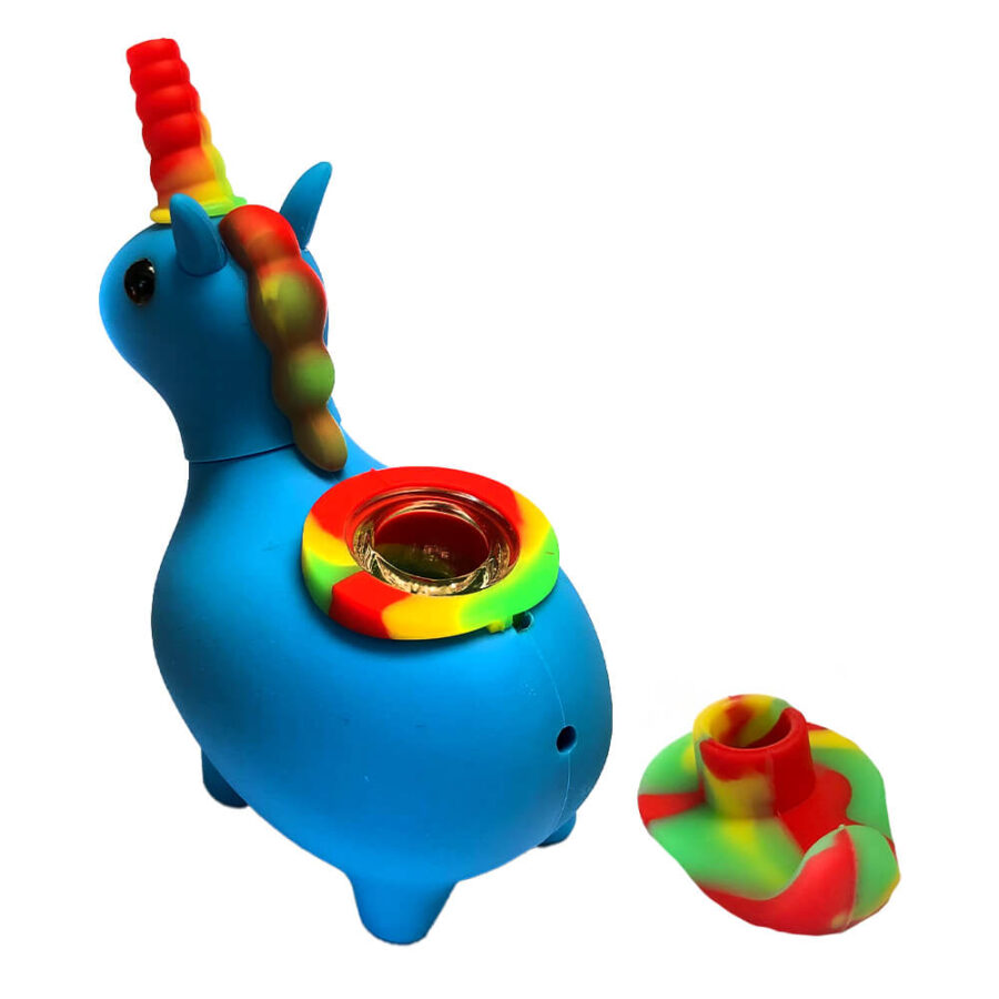 wholesale-silicone-unicorn-pipe-blue-3-900x900 Blue Unicorn Silicone Bong - Image 3