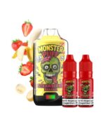 Monster Puff 28K Kit Strawberry Banana Συσκευή 2ml & 2x10ml 20mg - Image 2