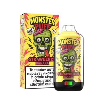 Monster Puff 28K Kit Strawberry Banana Συσκευή 2ml & 2x10ml 20mg