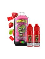 Monster Puff 28K Kit Strawberry Gummy Bear Συσκευή 2ml & 2x10ml 20mg - Image 2
