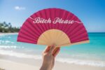 Ξύλινη Βεντάλια Μπαμπού με Γκλίτερ "Bitch Please" - 23cm - Image 2