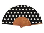 Ξύλινη Βεντάλια Χειρός Dotty Black 23cm (Πουά)