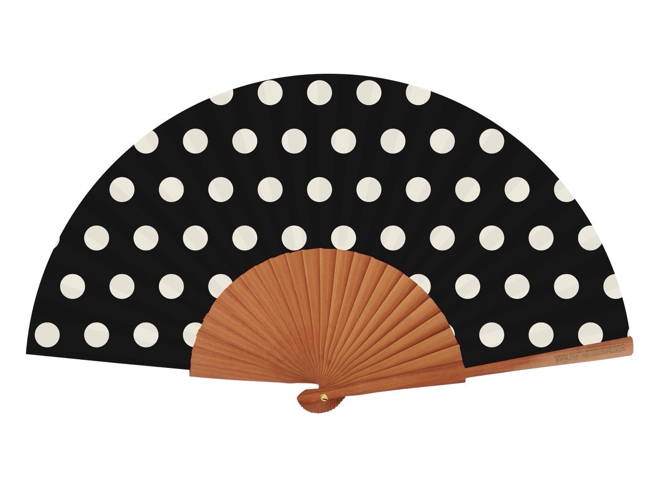 xylini-ventalia-heiros-dotty-black-23cm-poua Ξύλινη Βεντάλια Χειρός Dotty Black 23cm (Πουά) - Image 1
