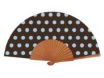 Ξύλινη Βεντάλια Χειρός Dotty Chocolate 23cm (Πουά)
