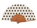 Ξύλινη Βεντάλια Χειρός Dotty Cream 23cm (Πουά)