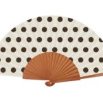 Ξύλινη Βεντάλια Χειρός Dotty Cream 23cm (Πουά)