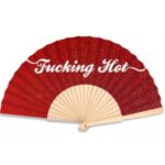 Ξύλινη Βεντάλια Χειρός Fucking Hot Glitter Script 23cm