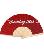 Ξύλινη Βεντάλια Χειρός Fucking Hot Glitter Script 23cm