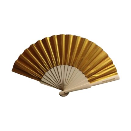 Ξύλινη Βεντάλια Χειρός Gold Pearlised Shimmer 23cm