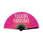 Ξύλινη Βεντάλια Χειρός XL Fucking Fabulous Holographic Pink